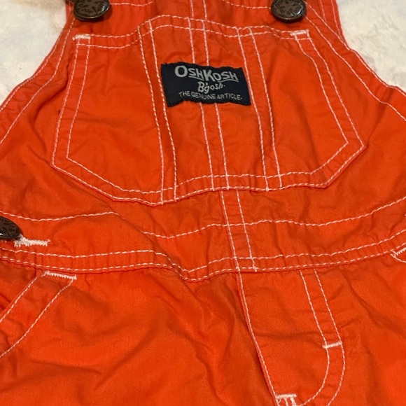 Vintage OshKosh B'gosh Solid Orange Shortalls Vestpak Unisex Size 12 Months - Picture 6 of 8